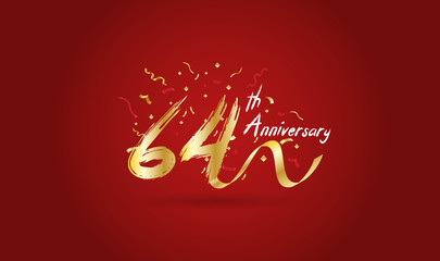 Anniversary celebration background. with the 64th number in gold and with the words golden anniversary celebration.