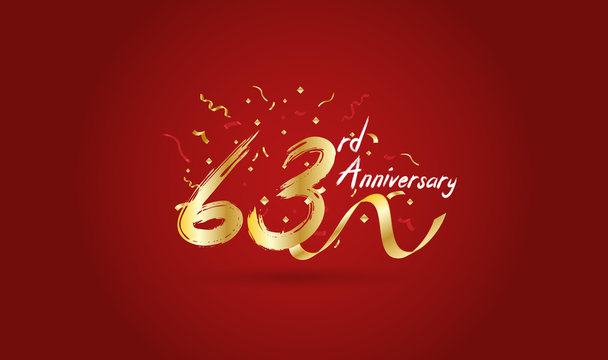 Anniversary celebration background. with the 63rd number in gold and with the words golden anniversary celebration.