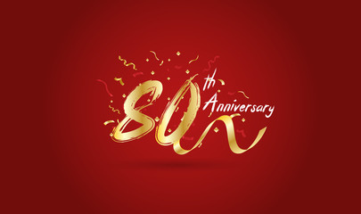 Anniversary celebration background. with the 80th number in gold and with the words golden anniversary celebration.