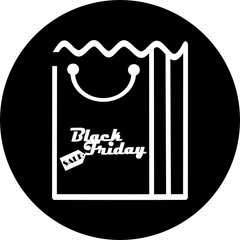 Paper shopping bag icon, logo in black circle. Shopping bag for advertising and branding collection for retail design, products and things. Perfect for your web page, ui, mobile. Gift boxing vector.