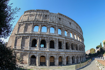 The details of the Colosseum in Rome, Italy. The great ancient architectural value