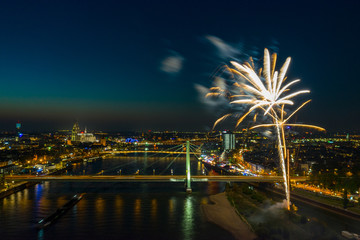 aerial view from fireworks at Cologne city