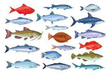 Fish icons, seafood