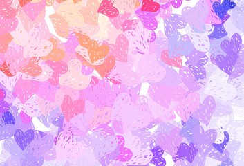 Light Pink, Red vector template with doodle hearts.