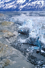 Aerial view of glacier in St. Elias National Park, Wrangell, Alaska