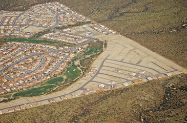 Aerial view of desert land use in Tucson, Arizona