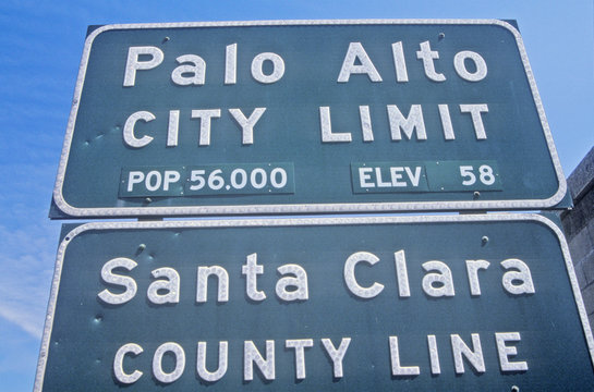 ÒPalo Alto City LimitÓ Sign, Palo Alto, Silicon Valley, California