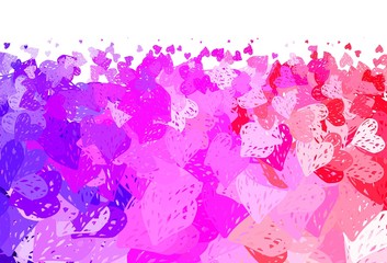 Fototapeta na wymiar Light Purple, Pink vector backdrop with sweet hearts.
