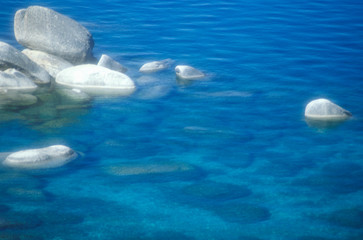 The blue waters of Lake Tahoe, California
