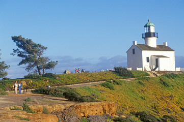 Fototapeta na wymiar Old Point Loma Lighthouse at Cabrillo National Monument in San Diego, California