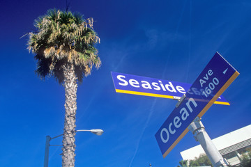 Fototapeta premium Ocean and Seaside street signs in La Jolla, California