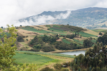 Rural Andean landscape, fields near Tota, the largest Colombian lake