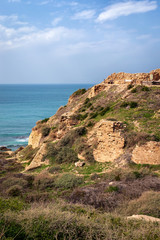 Fototapeta na wymiar Old Crusader Castle Ruins in Apollonia by the Mediterranean Sea (Israel)