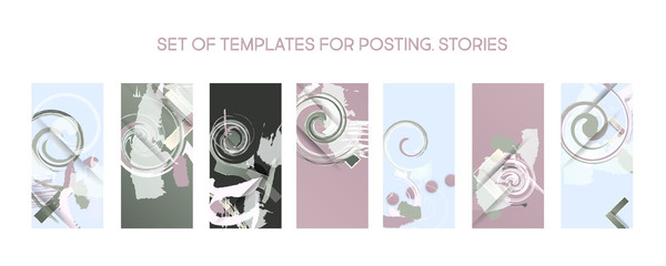 Art set of pastel restrained pale of templates for posting for social media stories trending or for printing postcards with your brand