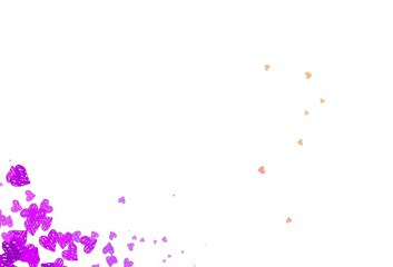 Light Pink, Red vector background with Shining hearts.