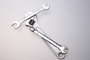 Wrenches on a white background.