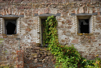 Fototapeta na wymiar wall of old house. old brick house