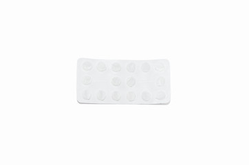 Empty pack of pills isolated on white background