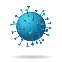 Single detalized realistic style coronavirus COVID-19 virus isolated on a white background. Novel coronavirus Covid-19 outbreak. Editable vector illustration for your design.