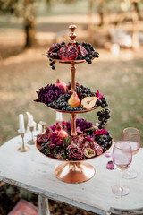  a table full of fresh arranged fruit for a party