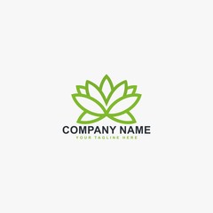 Lotus logo design vector. Beautiful flower illustration symbol. Plant, flower and leaf vector icons. Lotus line logo design.