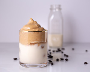 Iced Dalgona Coffee, a trendy fluffy creamy whipped coffee