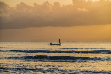 Strand, Sonnenaufgang, Boote, Katamaran, Südsee,