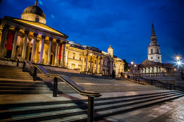 Trafalgar Square with National Gallery, London