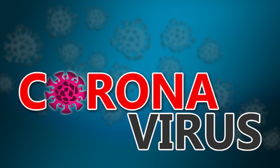 Inscription Coronavirus on blue background