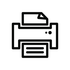 Printer vector icon , template illustration emblem isolated , fax design line glyph outline solid. business 