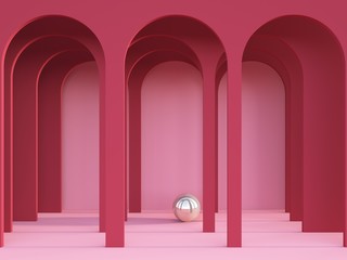 3d render of arc elements in pastel color