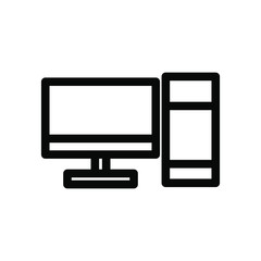 Pc icon vector illustration , communication emblem isolated , template icon solid , line outline icons monitor