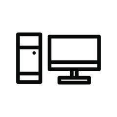 Pc icon vector illustration , communication emblem isolated , template icon solid , line outline icons monitor