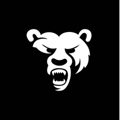 polar bear head logo icon design vector illustrations on black background