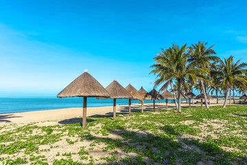 Coastal Resort Scenery of Hainan Island (Longmu Bay), a Tourism Destination for Summer Vacation in China, with Tropical Climate and Beautiful Landscape.
