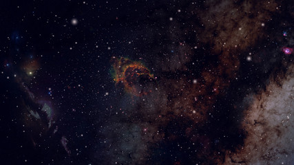 Fototapeta na wymiar Dark colorful nebula and galaxy in outer space. Beautiful science fiction concept.