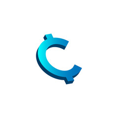 initial letter c logo prospective blue