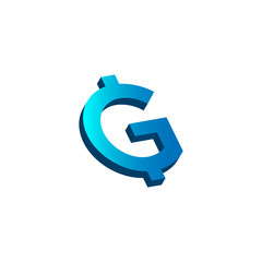 initial letter g logo prospective blue