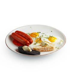 appetizing breakfast, gourmet restaurant dish is a classic serving.