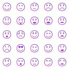 Circle face gradient icons on white background