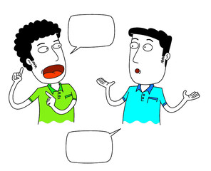 two men are talking about something