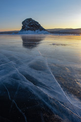 Naklejka premium Frozen rocks on Lake Baikal in Siberia, Russia