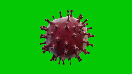 Coronavirus Covid-19 to video, green chromakey outbreak and coronaviruses influenza background as dangerous flu strain cases as a pandemic medical health risk concept with disease cell as a 3D render