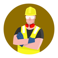 Construction worker wearing safety gear