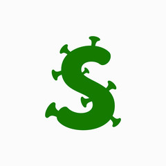 letter with virus and bacteria effect. coronavirus font