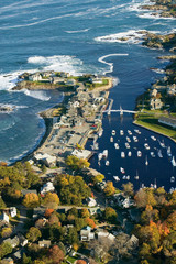 Aerial view of Perkins Cove near Portland, Maine