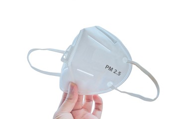 KN95 or N95 mask for protection pm 2.5 and corona virus (COVIT-19).Anti pollution mask.air face mask.KN95 or N95 mask with N95 word.n95 on white background with clipping path.