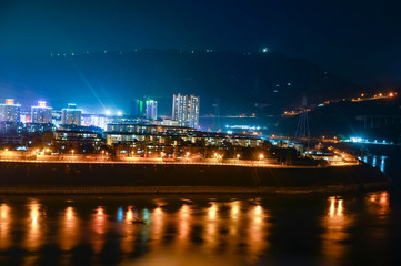 Fototapeta na wymiar Night view of city by jinsha river