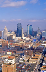 Obraz premium Aerial of Kansas City skyline, MO