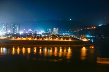 Naklejka na ściany i meble Night view of city by jinsha river